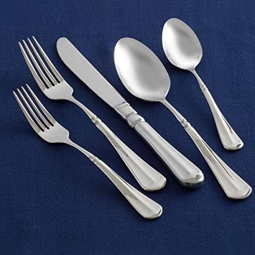 Mikasa French Countryside 65-Piece Flatware Set, Service for 12, 18/10 Stainless Steel Silverware Set with Hostess Serving Pieces, Dishwasher Safe