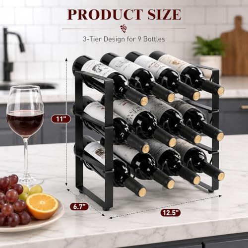 Wine Racks Countertop 3 Tier Stackable Wine Rack Tabletop Metal Wine