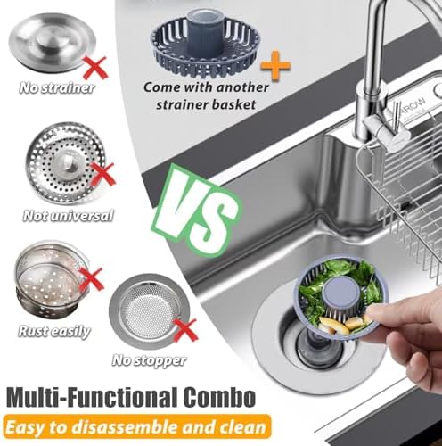 Anlige Kitchen Sink Drain Strainer,3in1 Pop Up Kitchen Sink Stopper