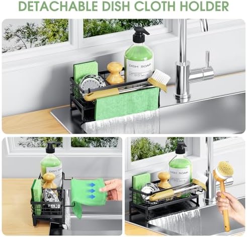 Self-Draining Kitchen Sink Caddy, Black