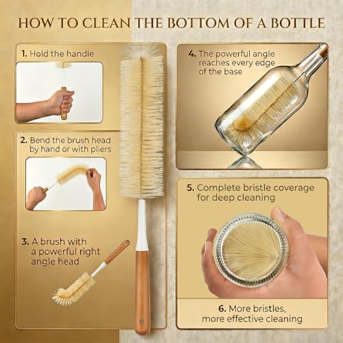 ALINK Extra Large Long Bottle Brush Set - 16" / 15" Long Bamboo Handle