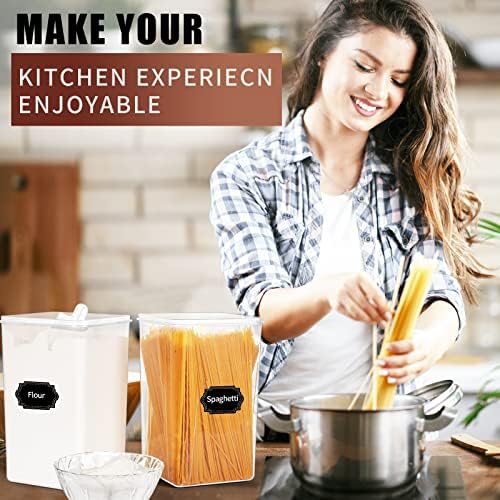 Skroam 10 Pack Flour Sugar Storage Containers, Large Airtight Food Storage Containers with Lids, BPA Free Kitchen Pantry Organization and Storage for Flour, Sugar, Bulk Food, Black
