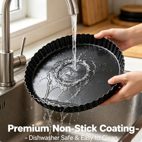 10 Inch Nonstick Tart Pan with Removable Bottom, Carbon Steel Quiche