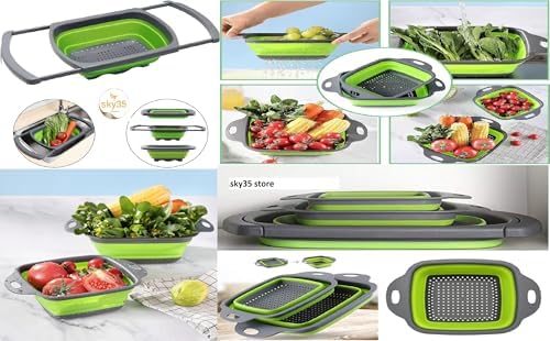 Silicone Collapsible Colander Set – Foldable Over-The-Sink Kitchen