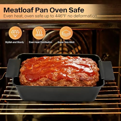 Meatloaf Pan with Drain Tray, 2 Pack Meat Loaf Pan with Drip Tray
