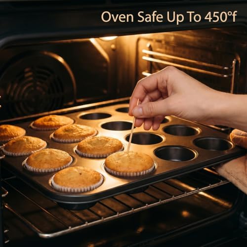 4 Pack Mini Muffin Pan with 1500 Cupcake Liners Nonstick 24 Cup Baking