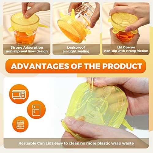 Nuogo 60 Pieces Silicone Stretch Jar Covers