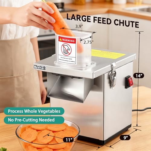 Newhai 4-in-1 Commercial Veggie Processor, 330lb/h