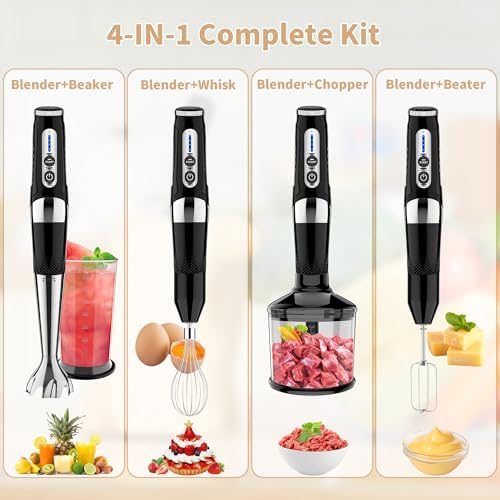Toogel 4-in-1 Cordless Immersion Blender, 21-Speed, 3-Angle Adjust