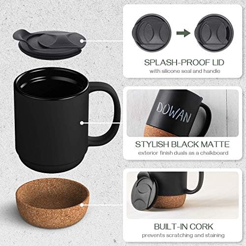 DOWAN Coffee Mugs, 15 oz Mug Set of 2, Large Ceramic Coffee Mug with