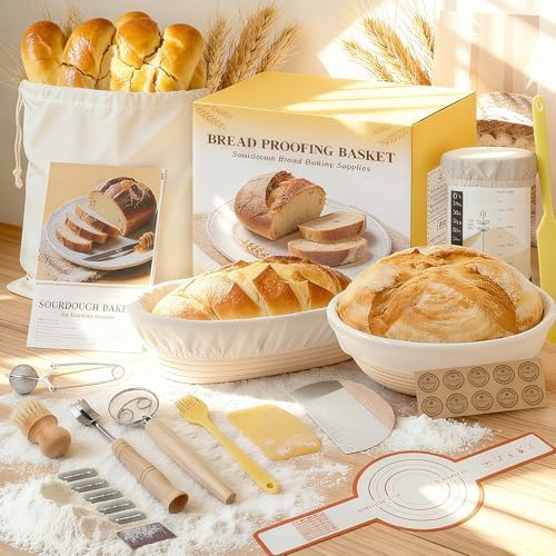 Umite Chef Sourdough Starter Kit, Banneton Baskets Set