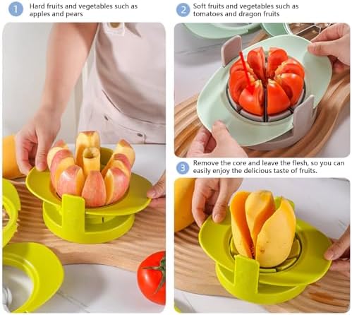 4 in 1 Fruit Cutter Slicer, Yellow Mango Apple Tomato Corer Slicer