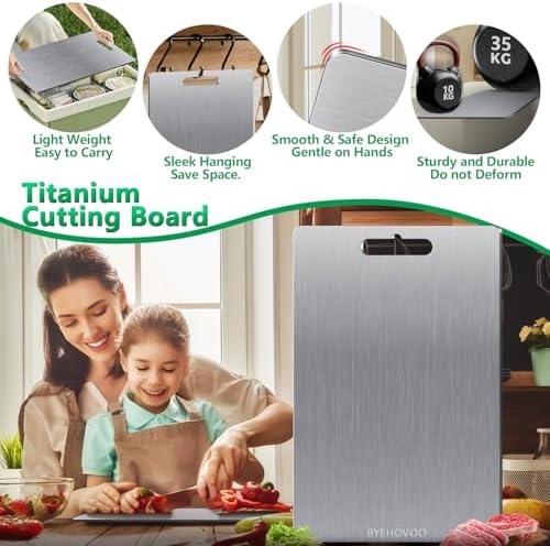 Titanium Cutting Board for Kitchen Set of 3,100% Pure Titanium Cutting