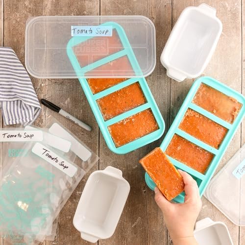 Souper Cubes 5"x3" Ceramic Baking Dishes with Lids, White, 4-Pack