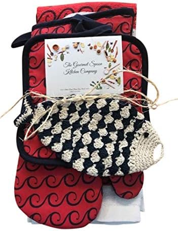 Nautical Beach Ocean Kitchen Towel Set with 2 Dish Towels, 2 Quilted