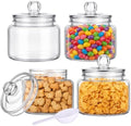 mwellewm 4Pcs Candy Jars with Lids&Spoons Cookie Dispenser Snack