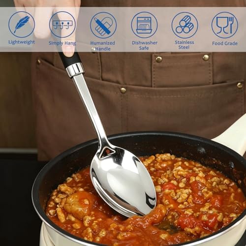 4PCS Stainless Steel Cooking Spatula Spoon Set, Metal Cooking Utensils