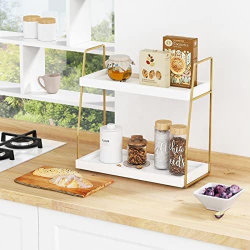 Forbena Bathroom Counter Organizer, White Gold