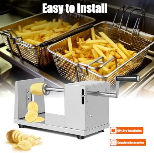 Commercial Manual Potato Spiral Cutter, 3-in-1, Stainless Steel