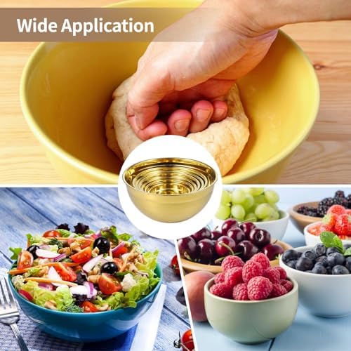 7 PCS Golden Mixing Bowls with Lids Set - Stainless Steel Salad Bowls