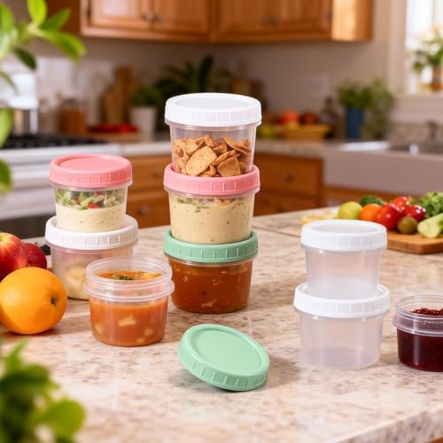 DEMORA 5 oz Small Plastic Containers with Twist on Lids [20 Sets]
