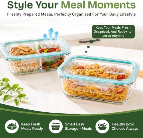 Glass Meal Prep Containers 3 Pack – Upgraded Version with Steam Vent