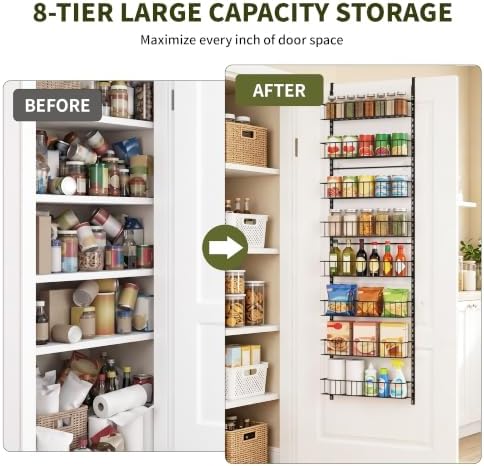 ElegantArray 8-Tier Pantry Door Organizer, Black