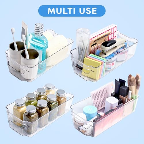 JollyPack Clear Plastic Storage Bins, 8 Pack