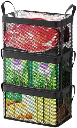 iSPECLE Large Freezer Organizer Bins, 3 Pack, 5 to 7 Cu.Ft