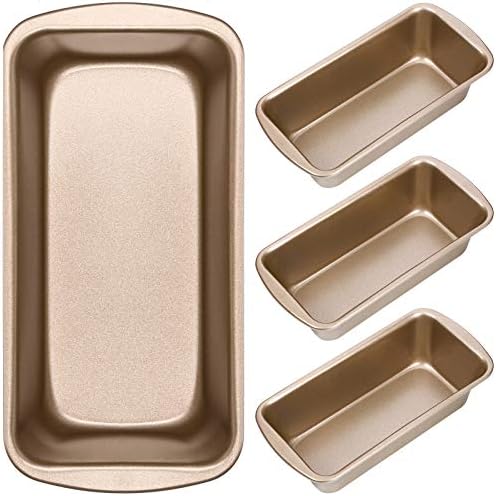 Patelai 4 Pack Small Loaf Pans for Baking Bread(Gold,7.7 x 3.7 In)