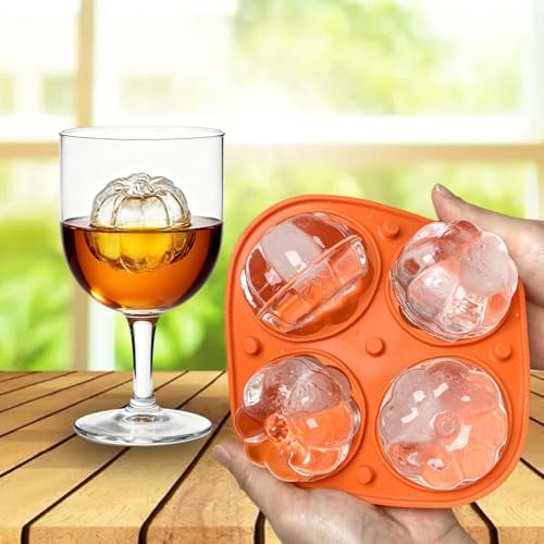 RIICFDD Halloween Pumpkin Ice Cube Mold Orange Silicone Ice Tray with