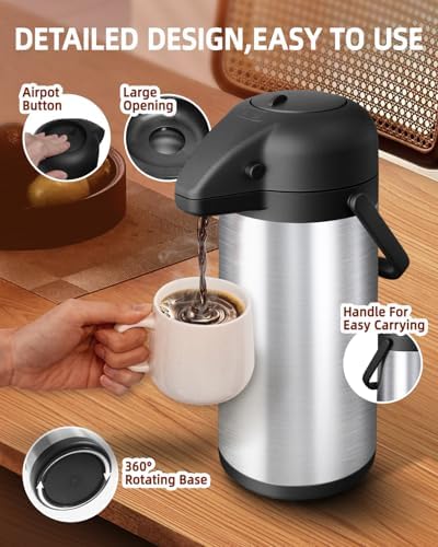 Esemoil Coffee Carafe for Keeping Hot, 102oz/3L Large Capacity Airpot
