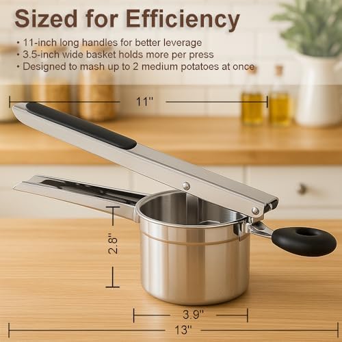 Large Potato Ricer, Heavy Duty Stainless Steel Potato Ricer and