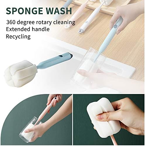 DI QIU REN 2Pcs White Soft Sponge Brushes Clean Bottles Cups &