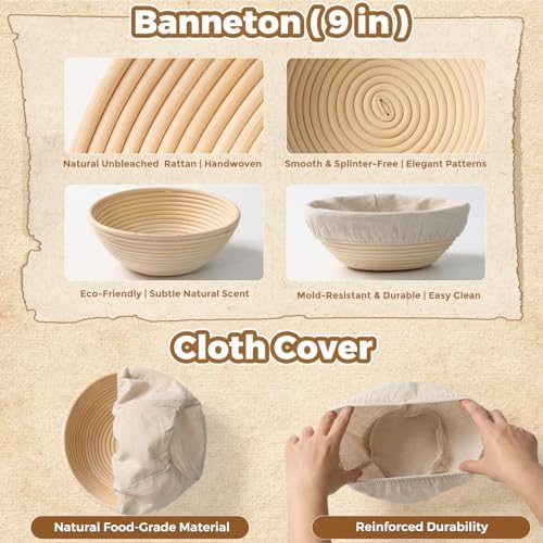 Complete Bread Proofing Basket Kit | All-in-One Set with Banneton