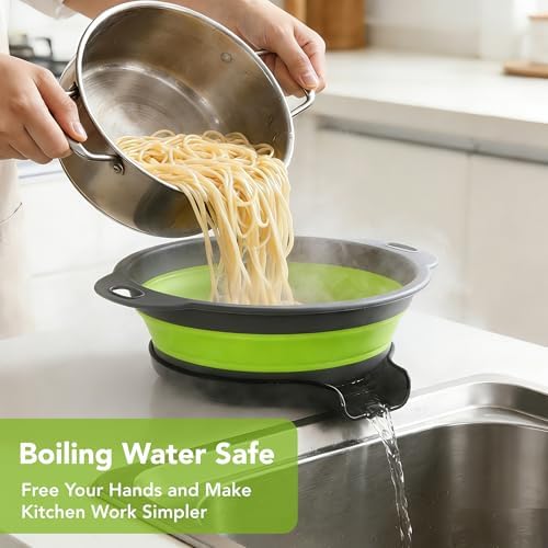 Collapsible Colander Set of 3 with Kitchen Counter Self-draining Base