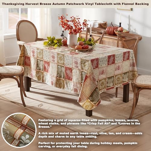 Thanksgiving Harvest Breeze 60 x 84 Inch Rectangle Vinyl Tablecloth
