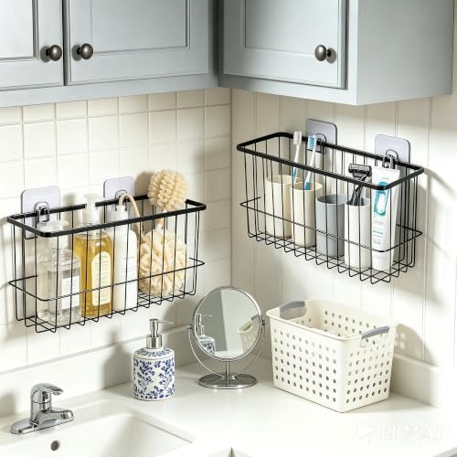 2 Pack Cabinet Door Organizer, Adhesive Wall Mounted Storage Basket