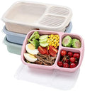 buluker 4 Pack Bento Lunch Box Set 3 Compartment Food Storage