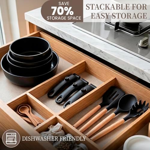 20-Piece Ceramic Pots and Pans Set, Nonstick Cookware Set with