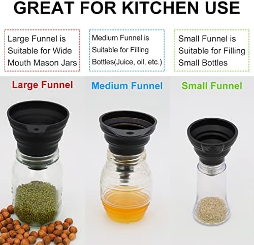3 Sizes of Kitchen Funnel Set, Food Grade Funnels for Filling Bottles