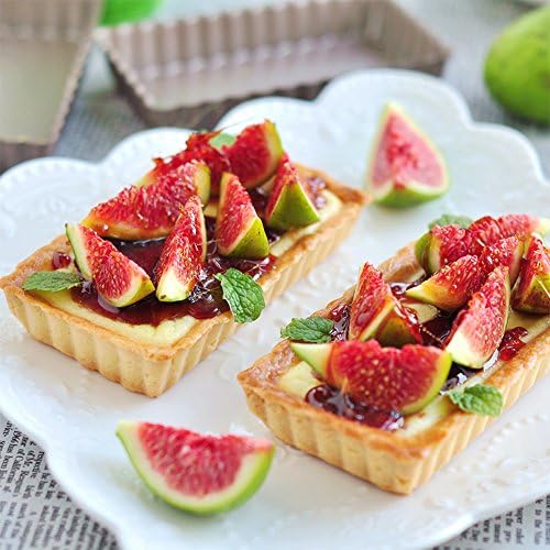 Webake 4 Pack Mini Tart Pans with Removable Bottom, Rectangular Baking