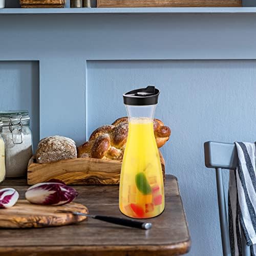 Xinnun 12 Pcs Plastic Carafe with Flip Top Lid, Clear, 20 oz