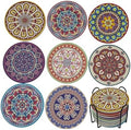 Mandala 4 Inches Round Absorbent Ceramic Coasters Set of 8, Cork Base