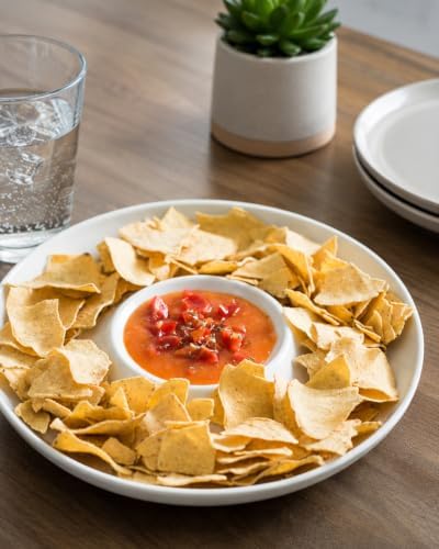 LAUCHUH Chip & Dip Serving Set of 1, Porcelain Divided Serving