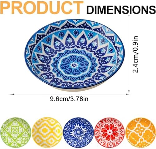 6 Pcs Ceramic Dipping Sauce Bowls, 3 oz Sauce Dishes Soy Sauce