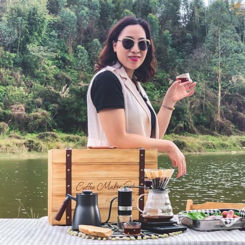 SOTECH Pour Over Coffee Maker Set, 2 Cup, Wooden Suitcase