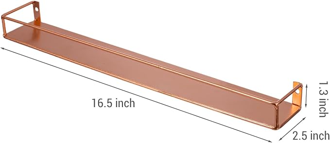 MyGift Modern Copper Metal Wall Mounted Display Racks - Image 3