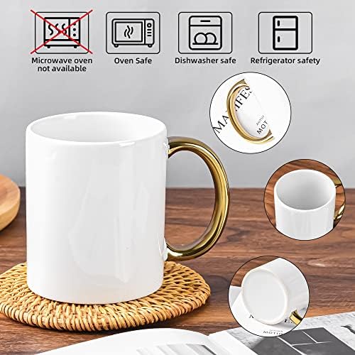 BYCNZB 12 oz Set of 6 White Mugs Sublimation Blank Mugs DIY Coated
