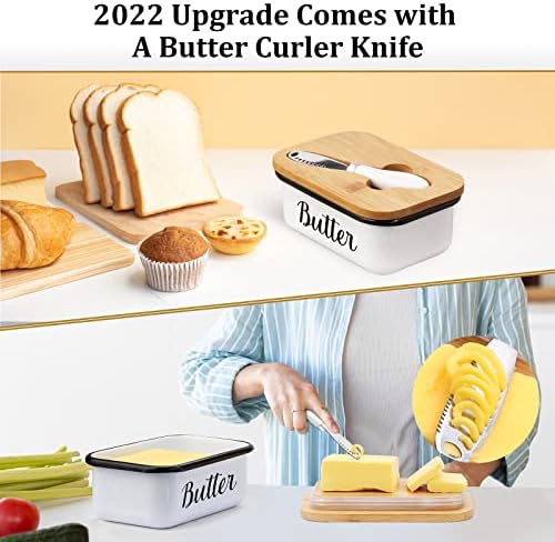 LANDNEOO Butter Dish with Lid and Butter Curler Knife - Unbreakable